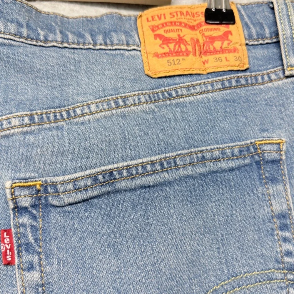 Levis 512 Slim Taper Denim Jeans Mens 36x30 Light Blue Denim Stretch‎ 28833-0733